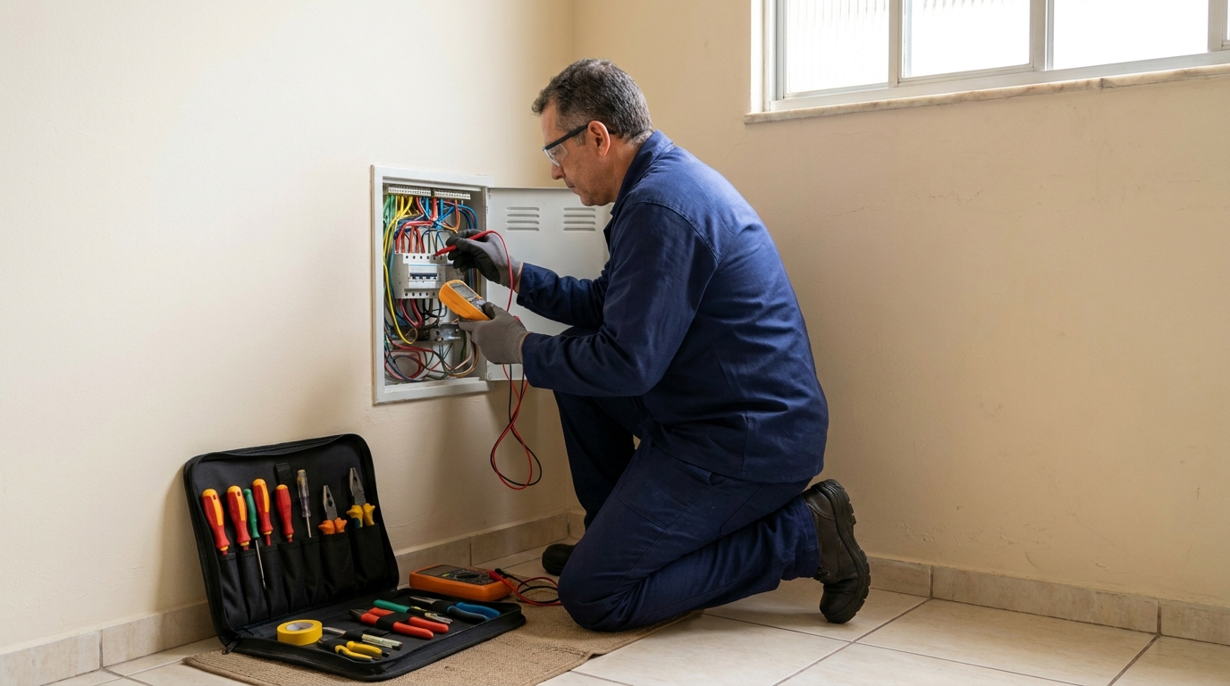 Eletricista atendendo em residência em Diadema‑SP