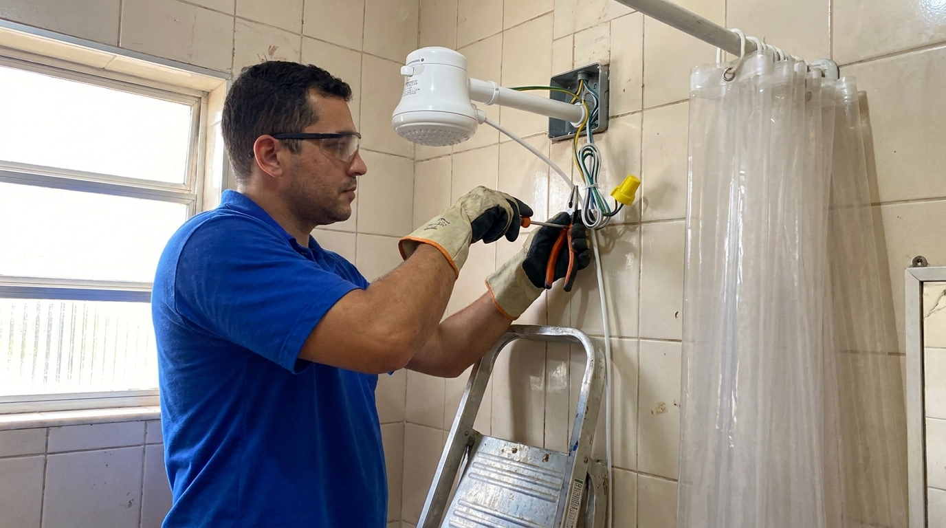 Instalacao de chuveiro eletrico residencial em Diadema‑SP
